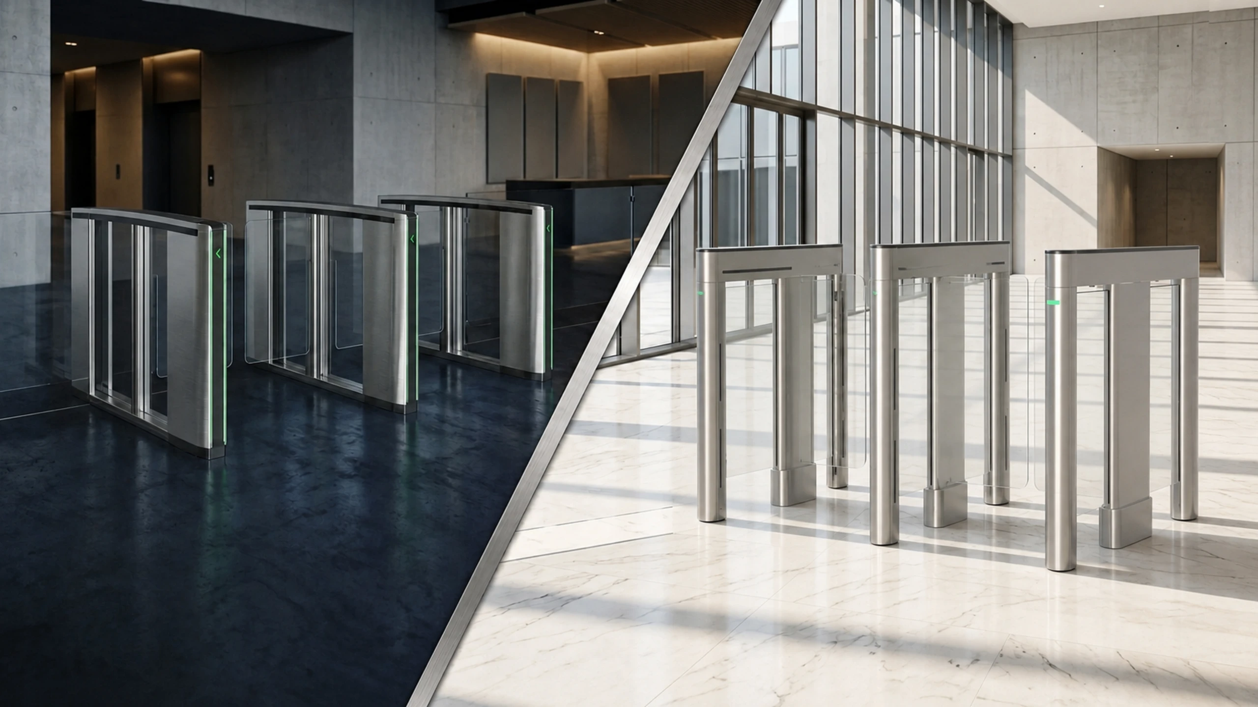 Boon Edam and Alvarado optical turnstile lanes